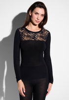 Wool & Silk | T-Shirt langarm - black