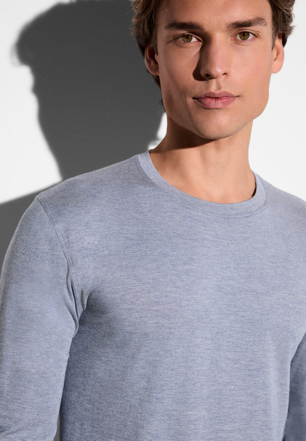 Cozy Comfort | T-Shirt Long Sleeve - blue mélange - ZIMMERLI