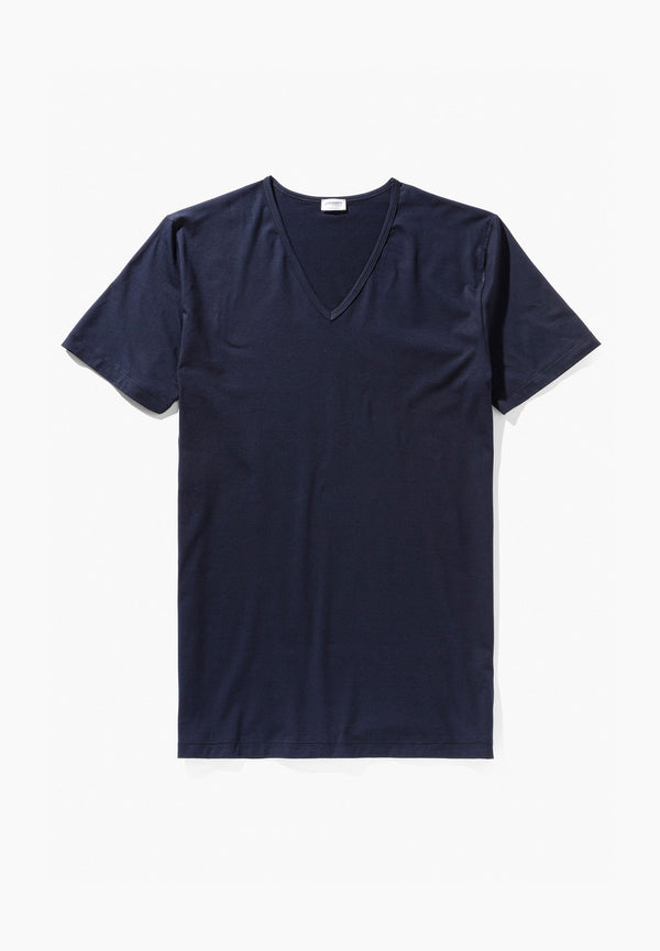 Shalom ＶネックTシャツ Pure Comfort | T-Shirt Short Sleeve V-Neck - navy - ZIMMERLI