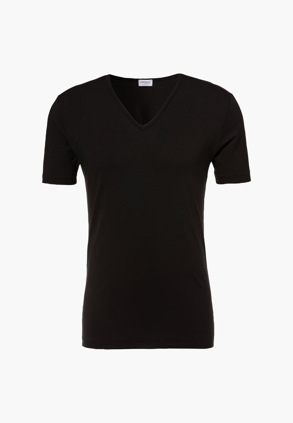 Pure Comfort | T-Shirt Short Sleeve V-Neck - black - Zimmerli of