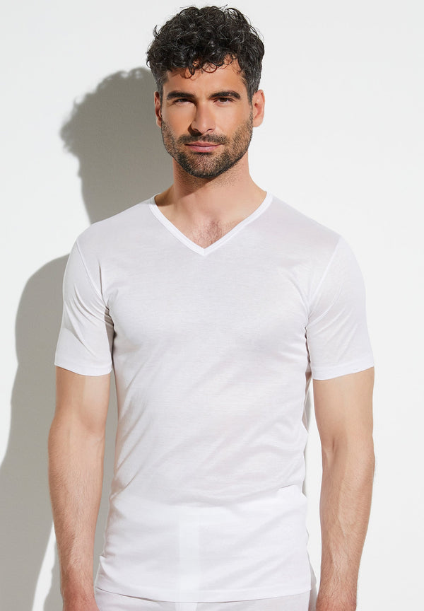 Royal Classic | T-Shirt Short Sleeve V-Neck, super fine - white