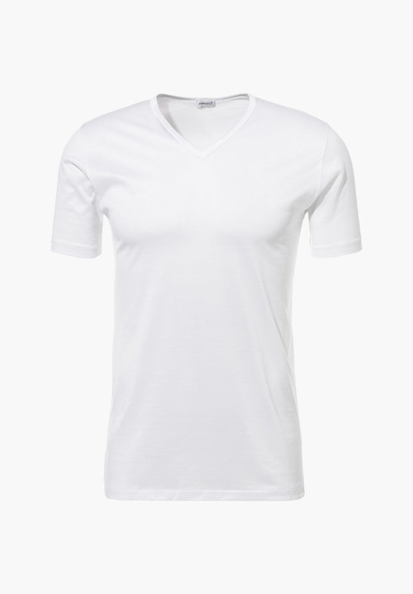Royal Classic | T-Shirt Short Sleeve V-Neck, super fine - white