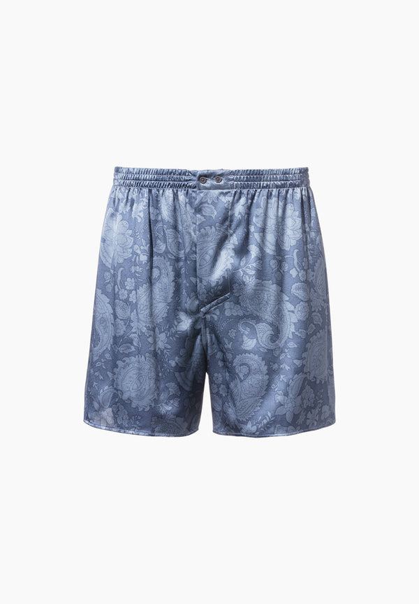 Silk Nightwear | Boxer Shorts - paisley blue - ZIMMERLI SWITZERLAND