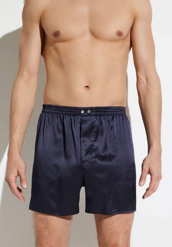 Silk Nightwear | Boxer Shorts - navy - ZIMMERLI SWITZERLAND