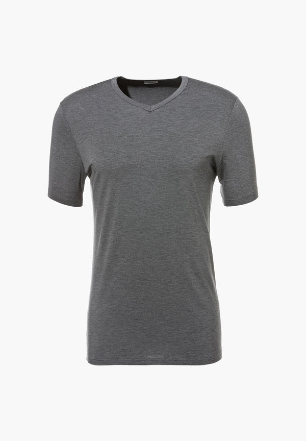 Pureness | T-Shirt Short Sleeve V-Neck - grey mélange - ZIMMERLI