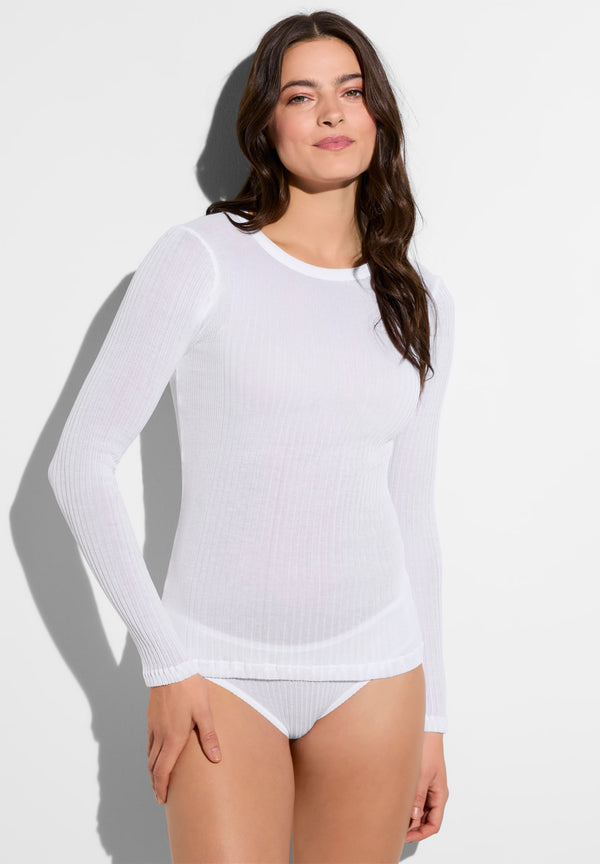 Richelieu | T-Shirt Long Sleeve - white - ZIMMERLI SWITZERLAND