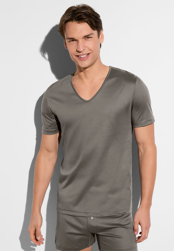 Sea Island | T-shirt short sleeve V-neck - toffee - ZIMMERLI