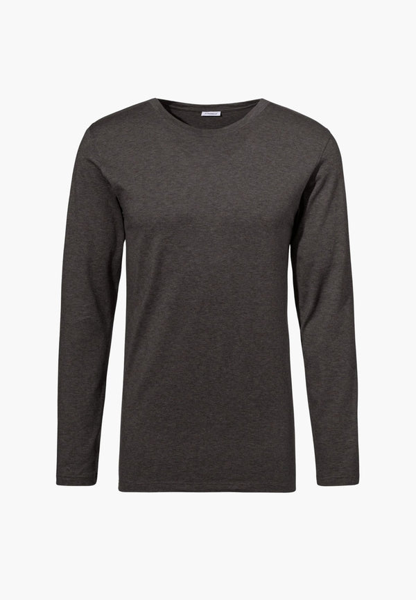 Long-sleeved T-shirt in cashmere and cotton - espresso - ZIMMERLI