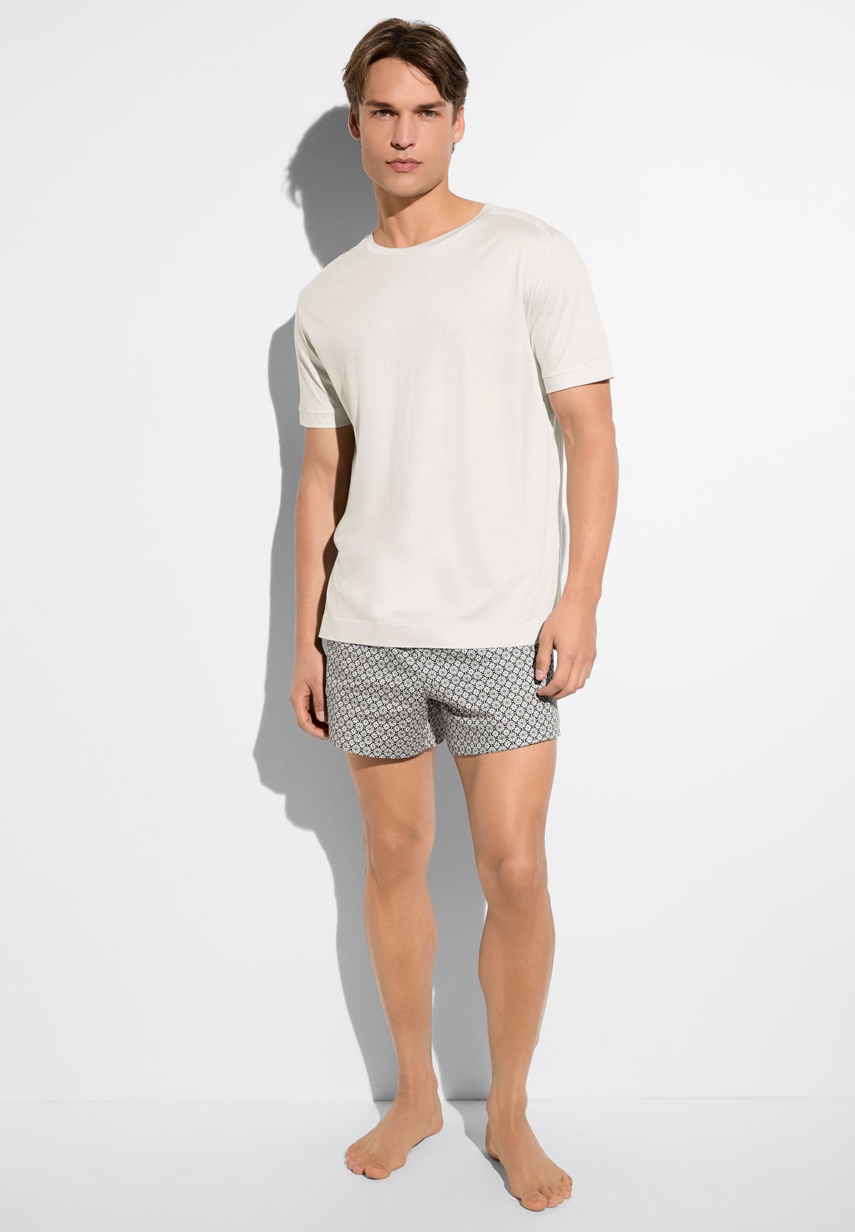 Cotton Sateen Print | Boxer - beige mosaïque