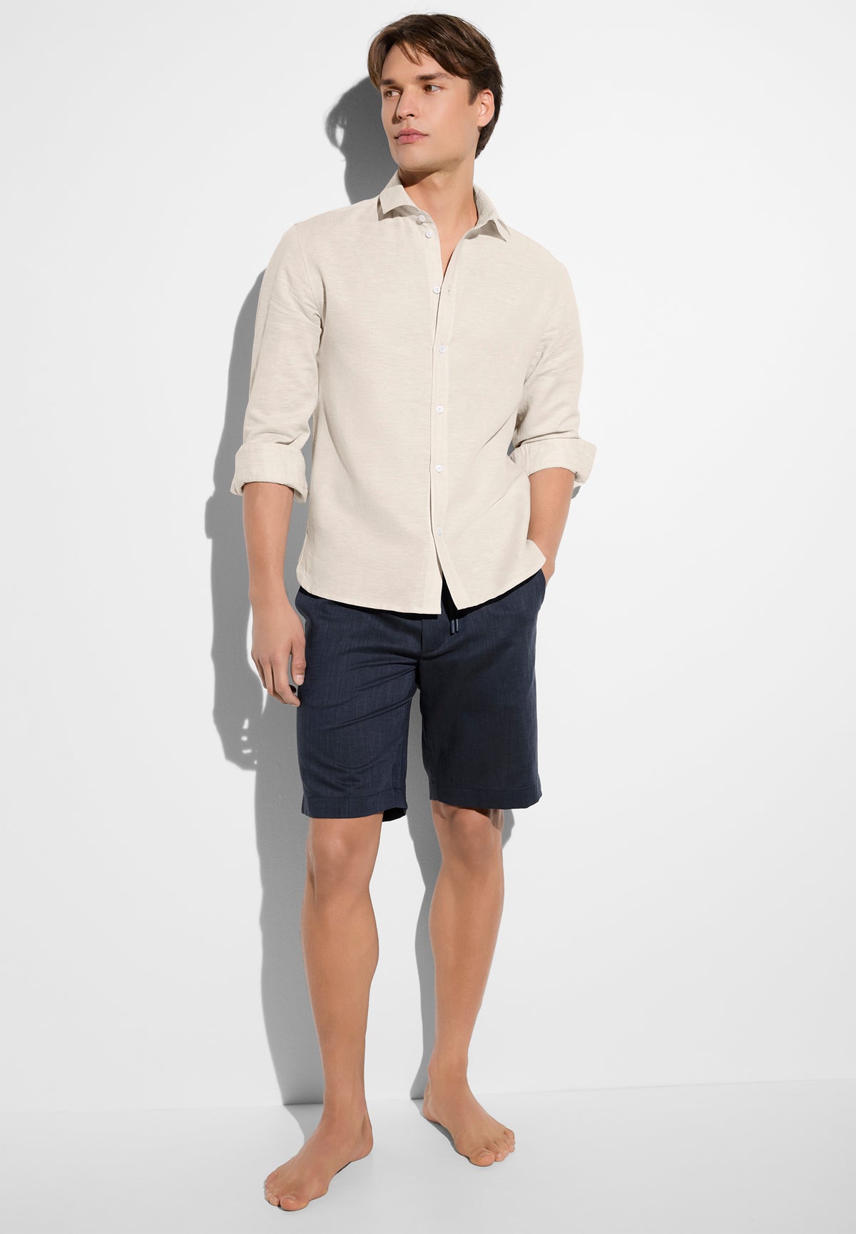 Linen Blend | Shorts - navy