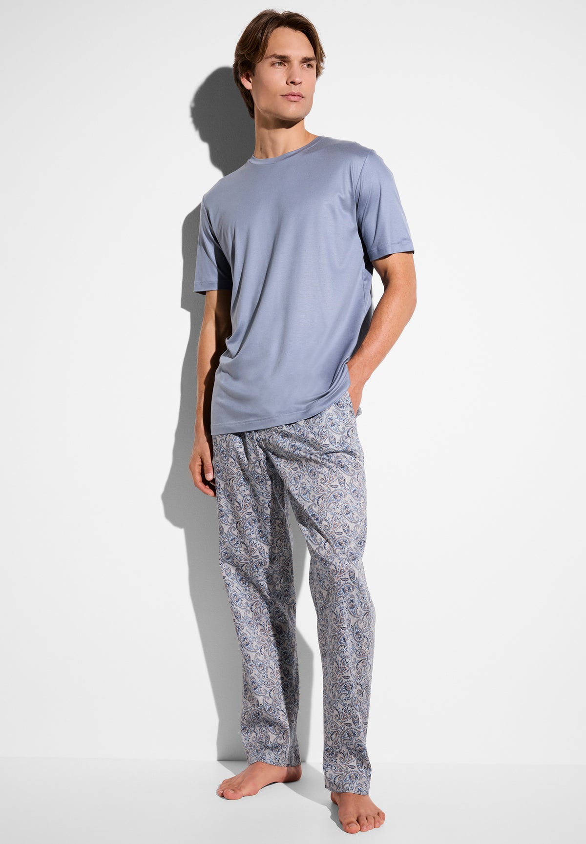 Cotton Sateen Print | Pants Long - paisley taupe