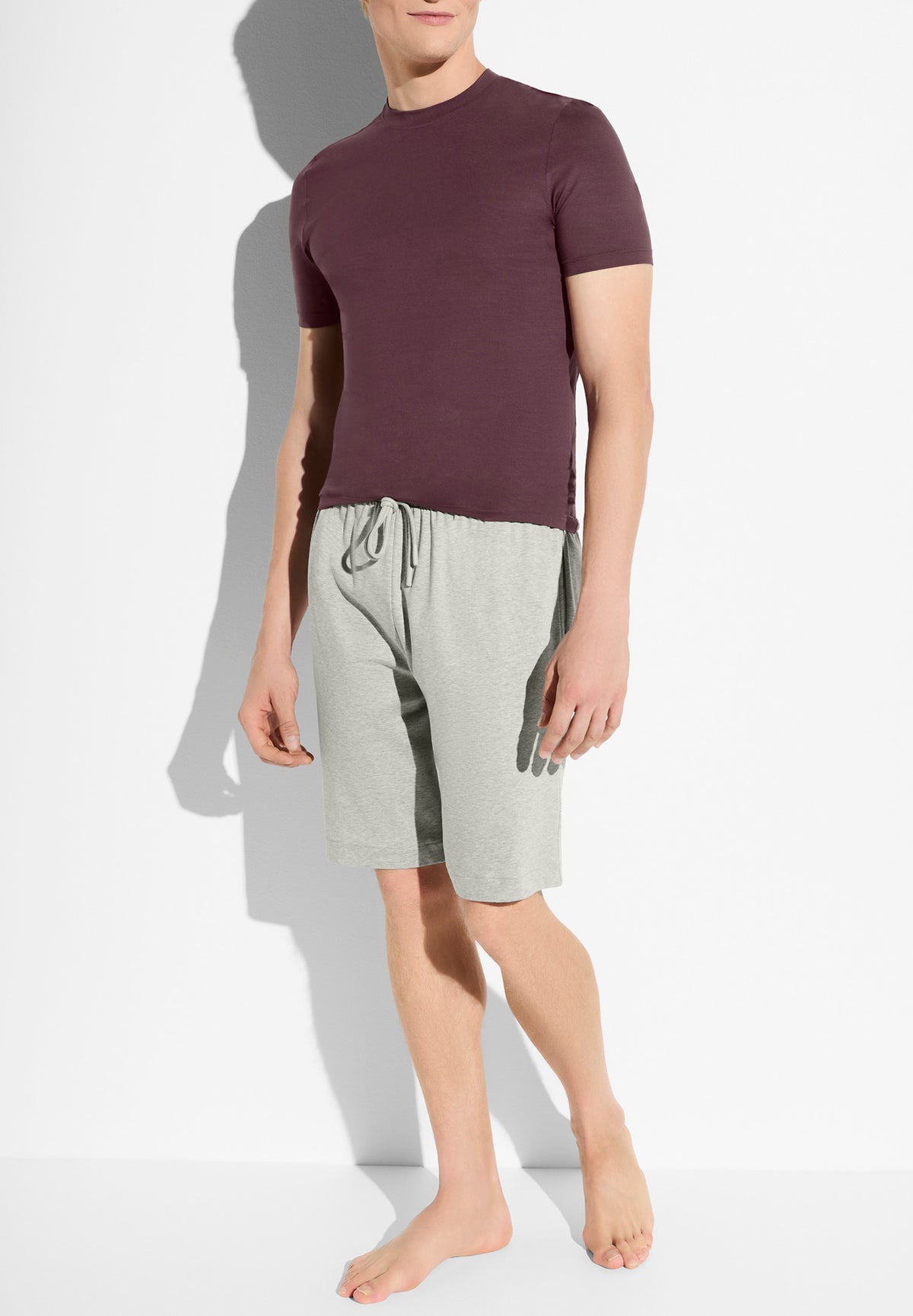 Pureness | T-Shirt kurzarm aus Modal, Body Fit - ruby wine