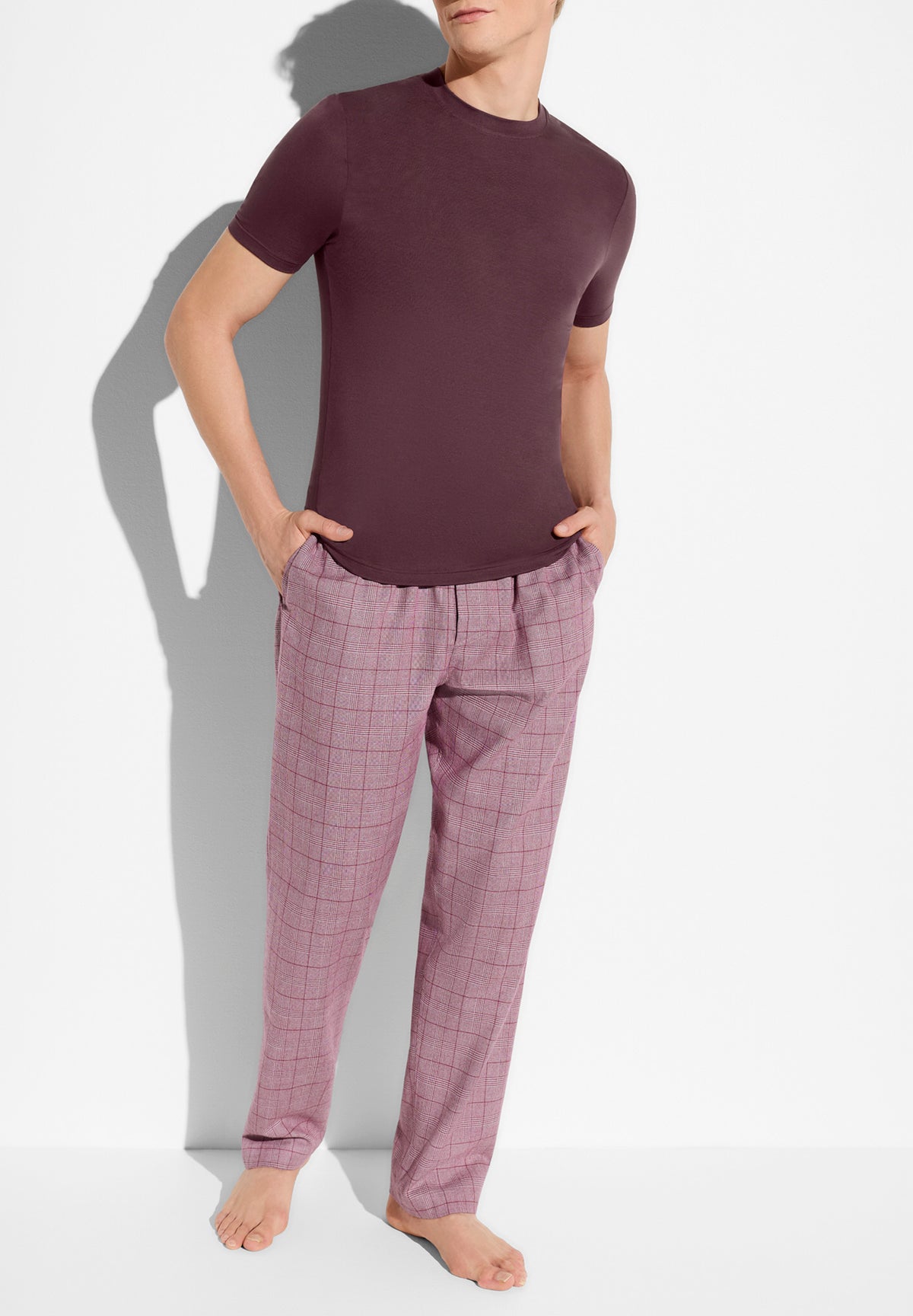 Pureness | T-Shirt kurzarm aus Modal, Body Fit - ruby wine