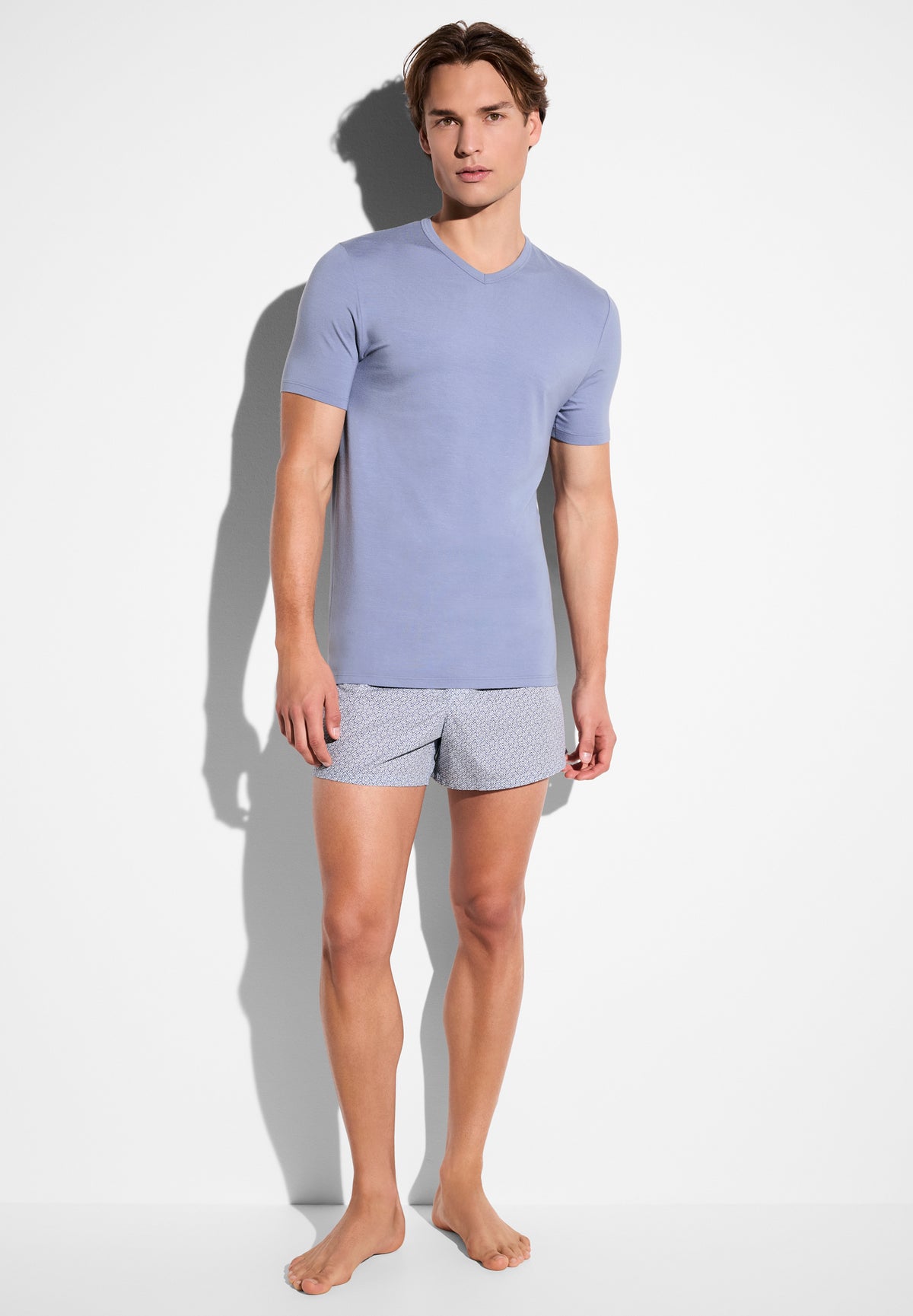 Pureness | T-Shirt kurzarm V-Ausschnitt - northern blue