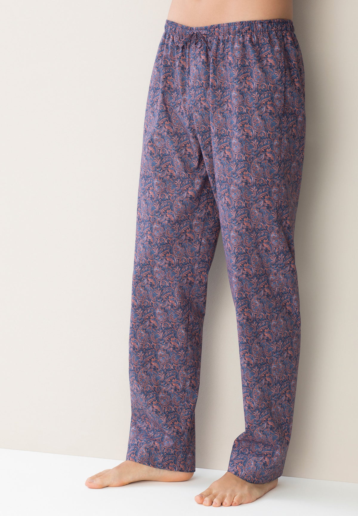 Cotton Poplin Print | Pants Long - paisley orange