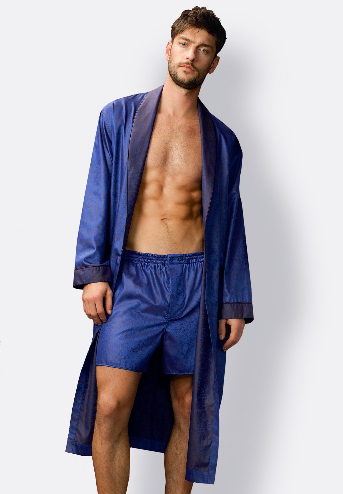 Luxury Jacquard | Boxer Shorts - blue / brown