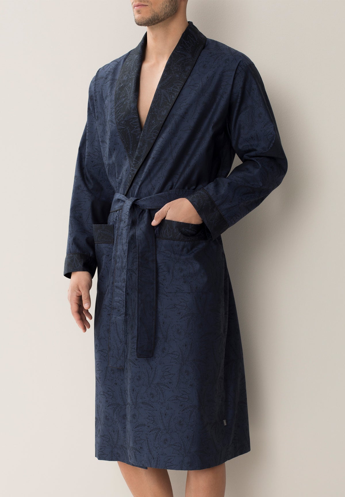 Luxury Jacquard | Robe de chambre longue - blue / black