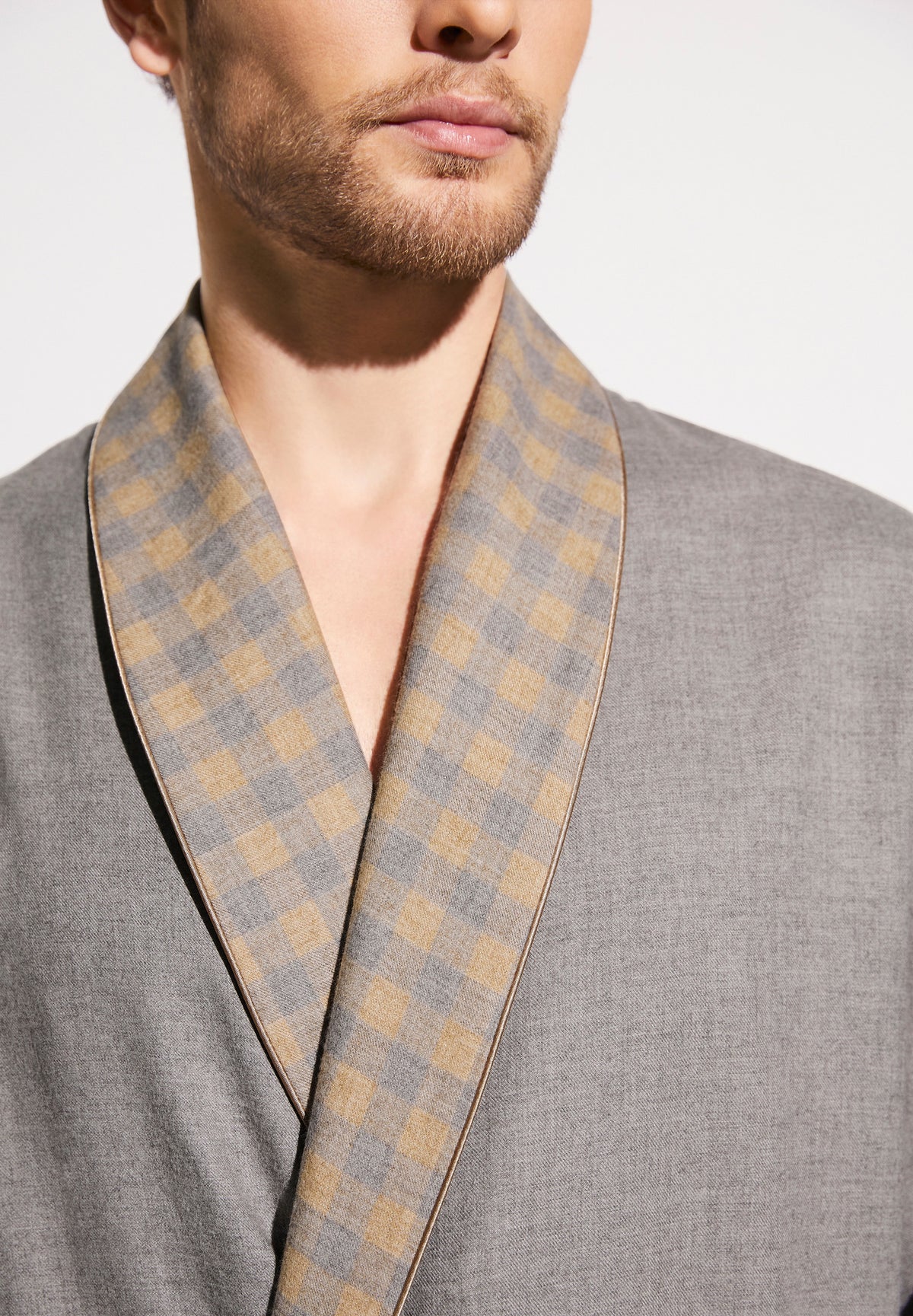 Cozy Flannel | Robe de chambre longue - grey mélange