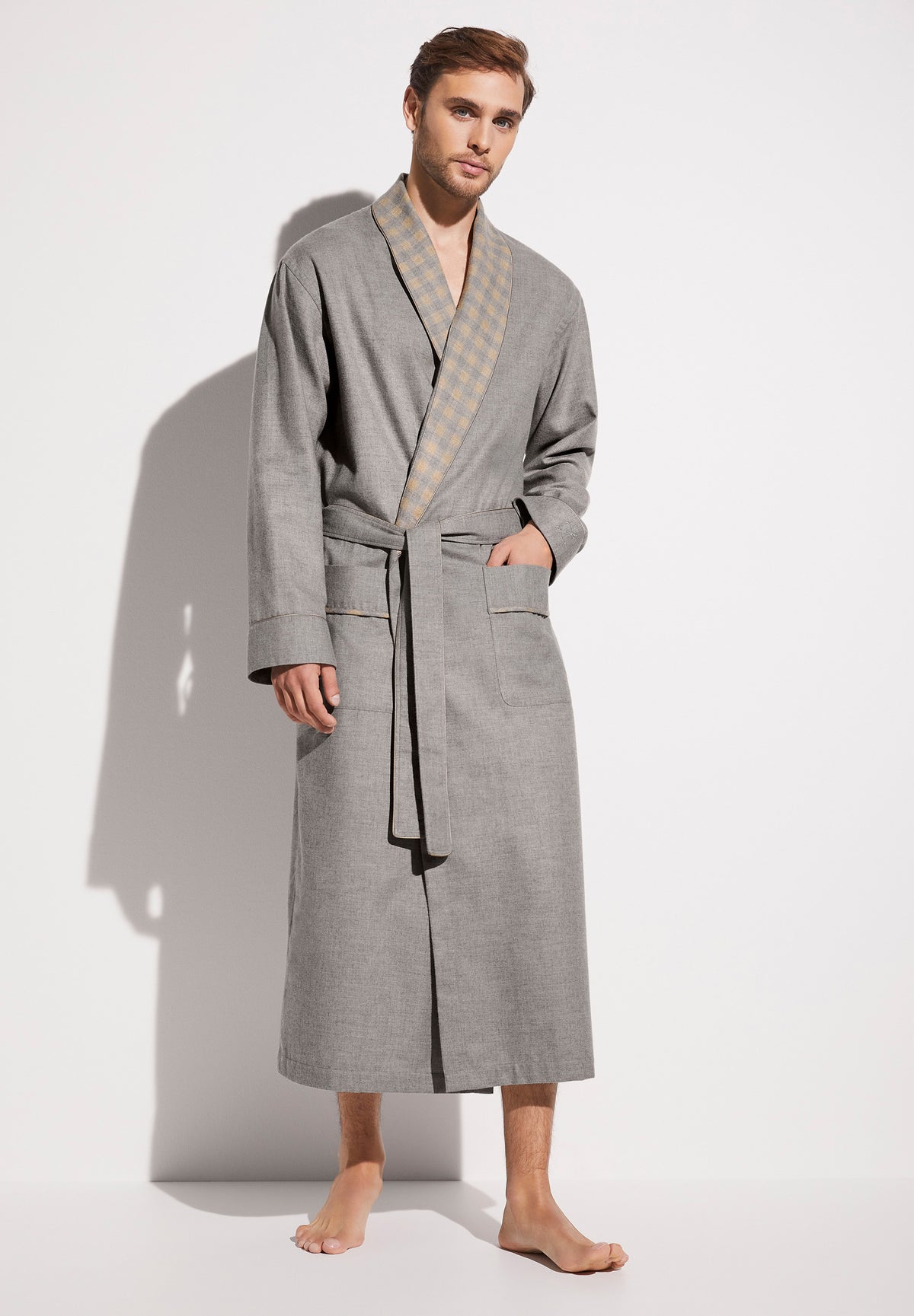 Cozy Flannel | Robe Long - grey mélange