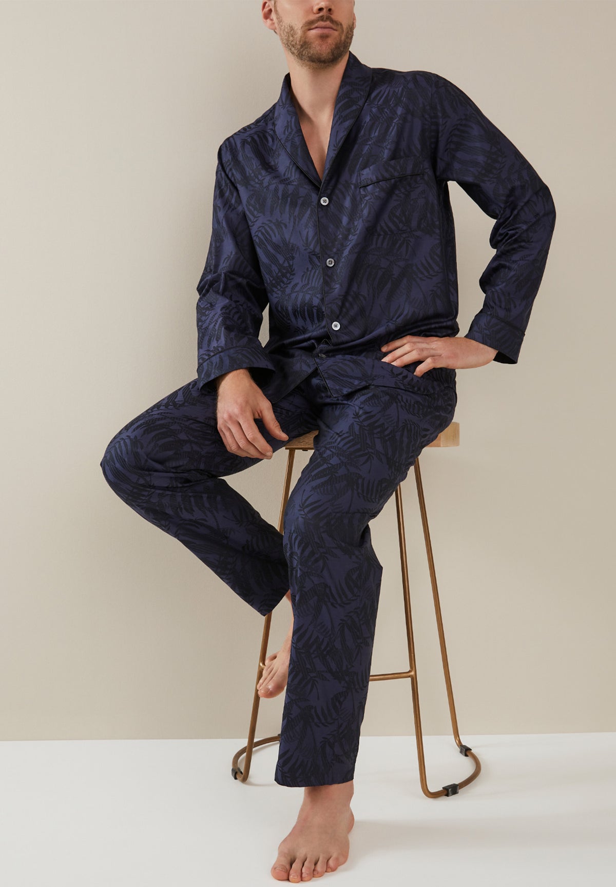 Luxury Jacquard | Pyjama Long - dark blue