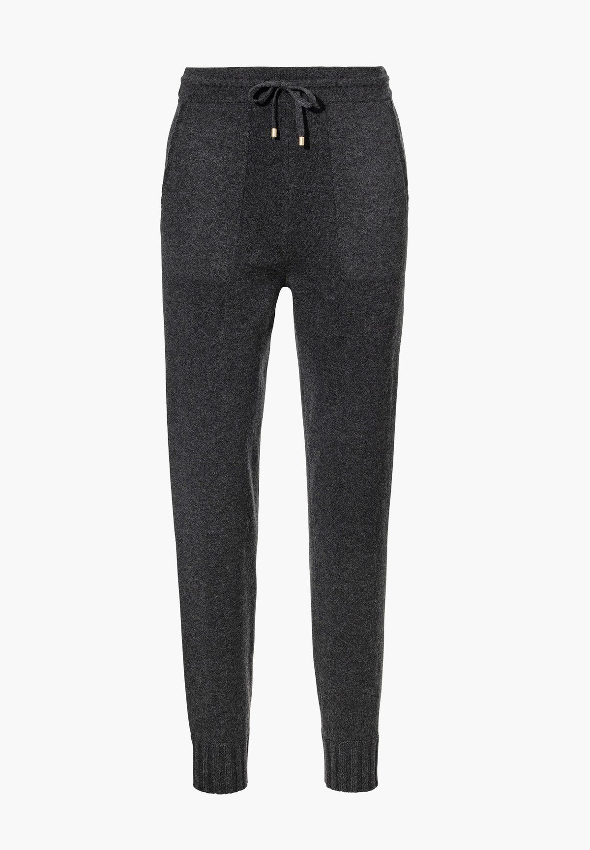 Flat Knit | Hose lang - dunkelgrau mélange