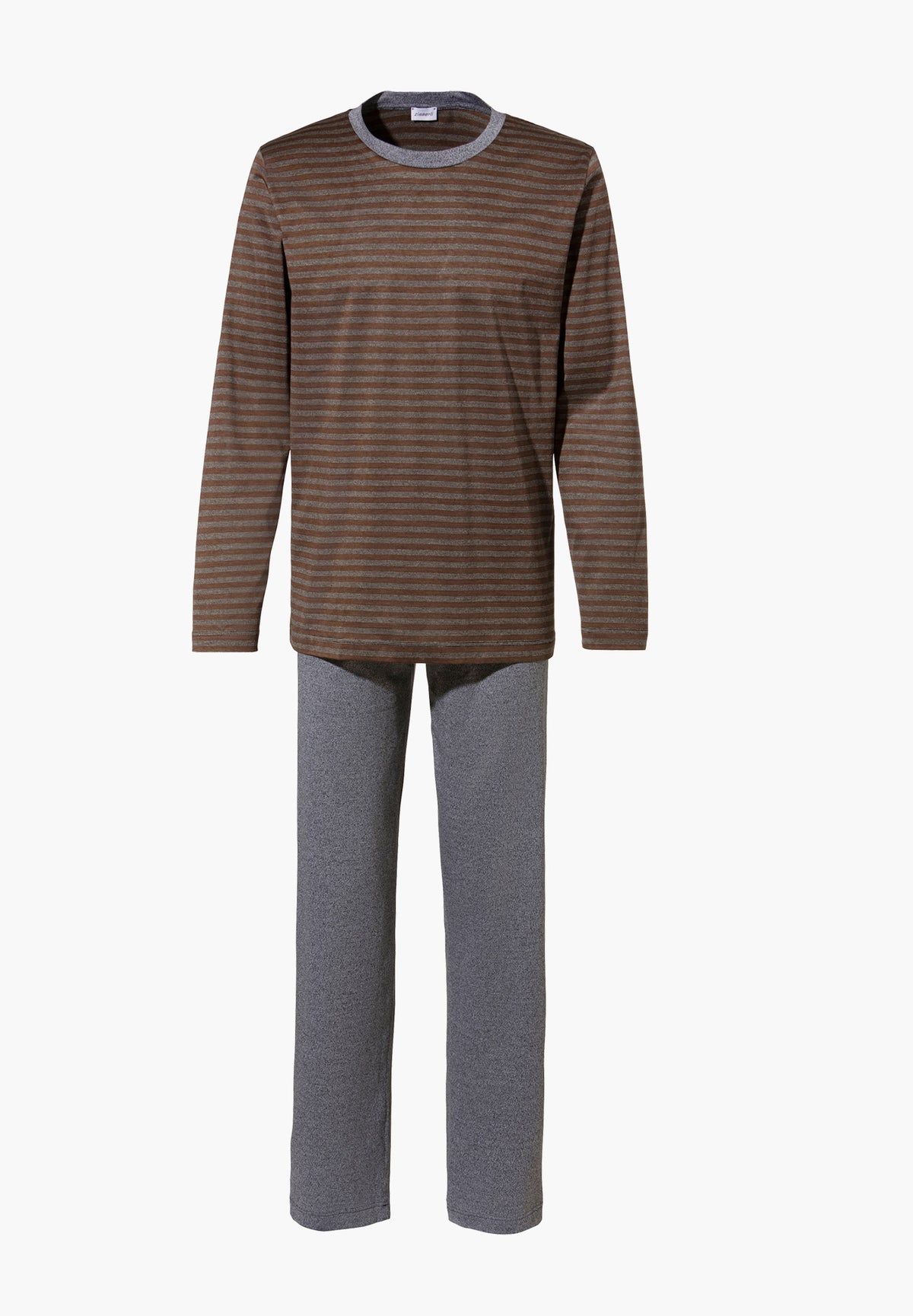 Silk/Cotton Stripes X Sea Island | Pyjama Long - brown stripes