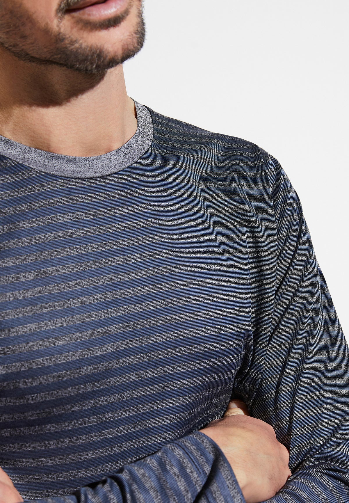 Silk/Cotton Stripes X Sea Island | Pyjama longues - blue stripes