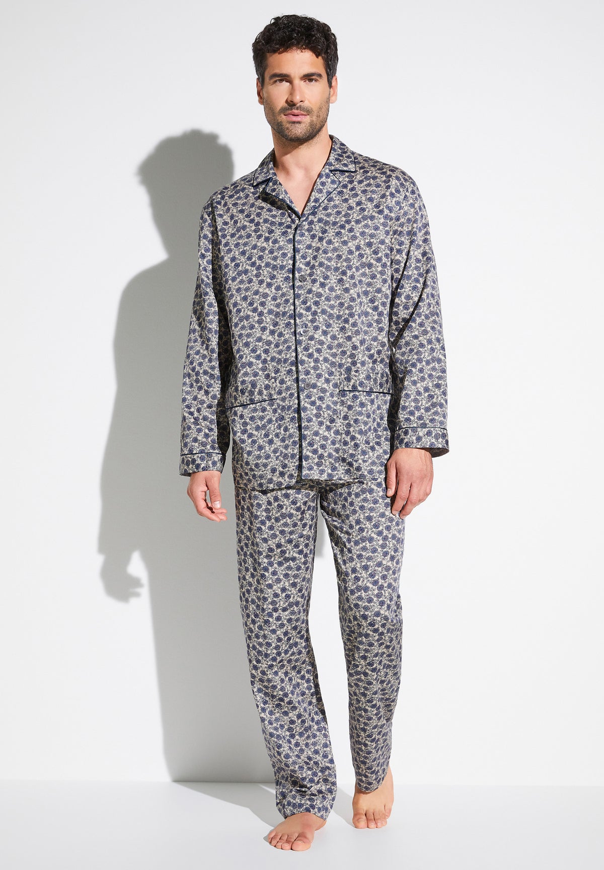 Cotton Sateen Print | Pyjama Long - multicolor beige