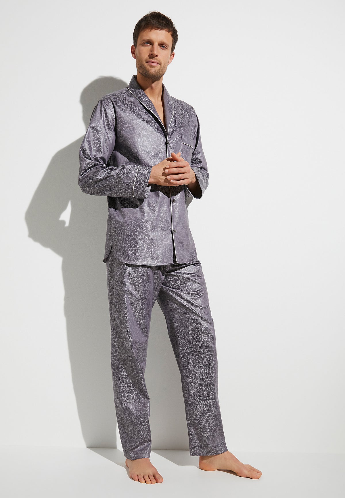Luxury Jacquard | Pyjama longues - anthrazit