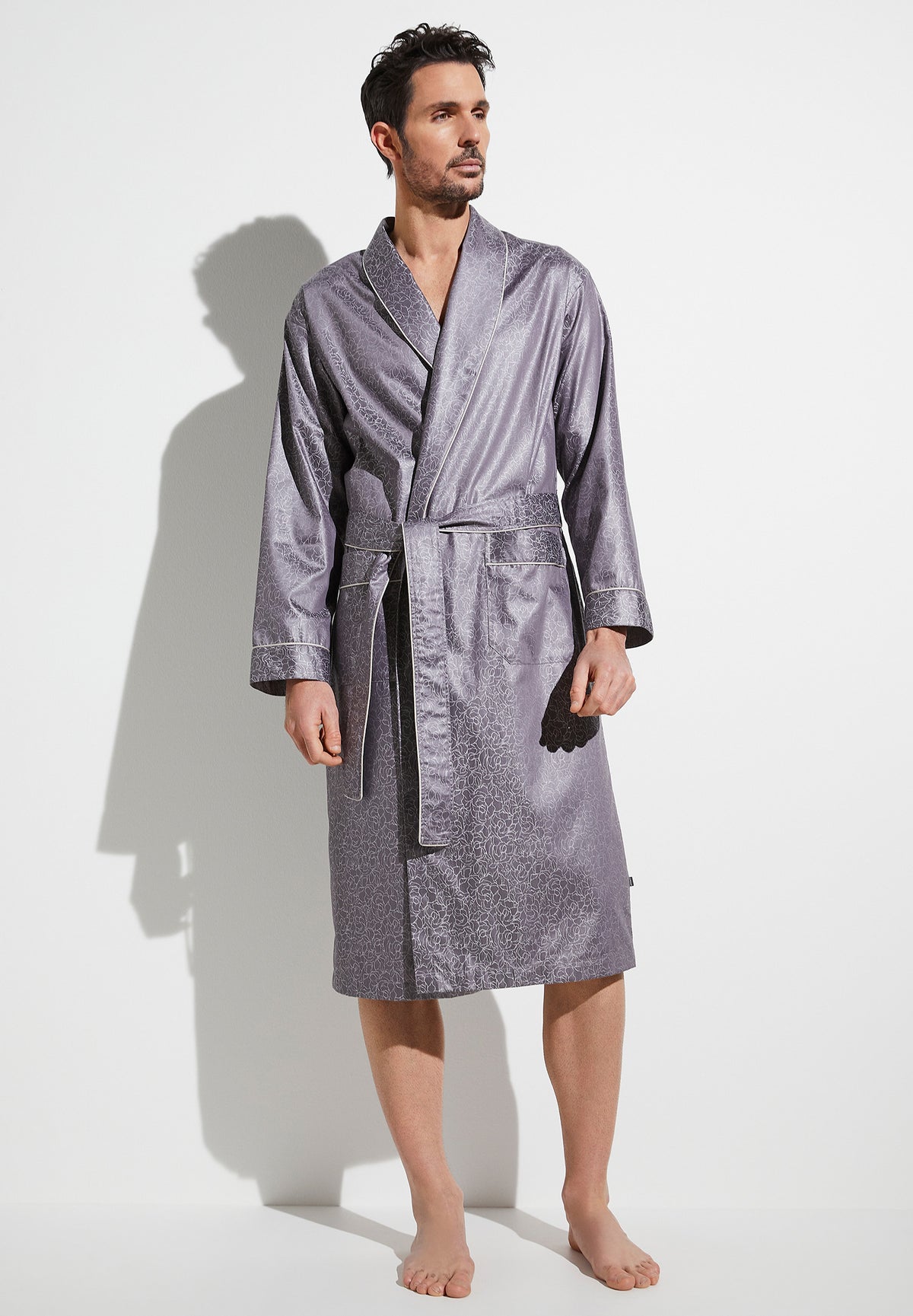 Luxury Jacquard | Robe de chambre longue - anthrazit