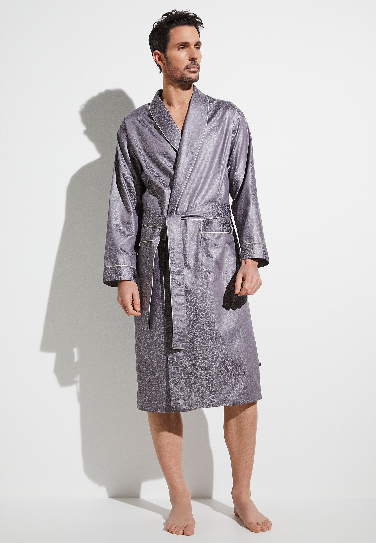 Men's Silk Dressing Gown - Mortimer – Bonsoir of London