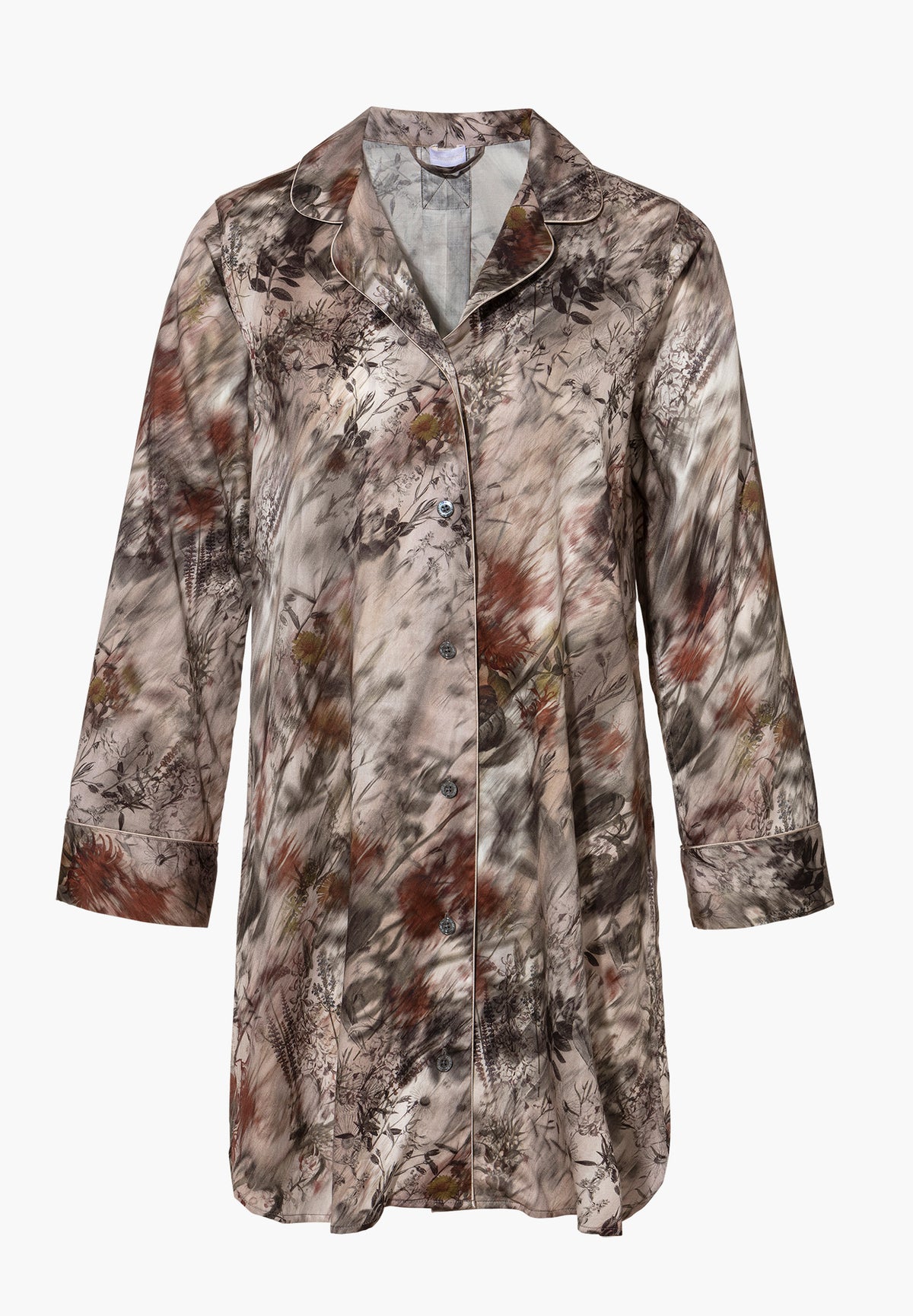 Cotton Sateen Print | Sleepshirt Long Sleeve - winter florals