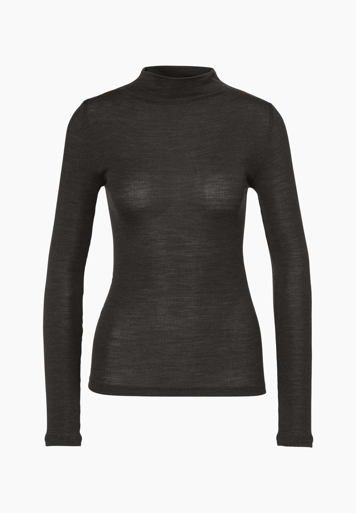 Wool &amp; Silk | T-Shirt langarm - black olive