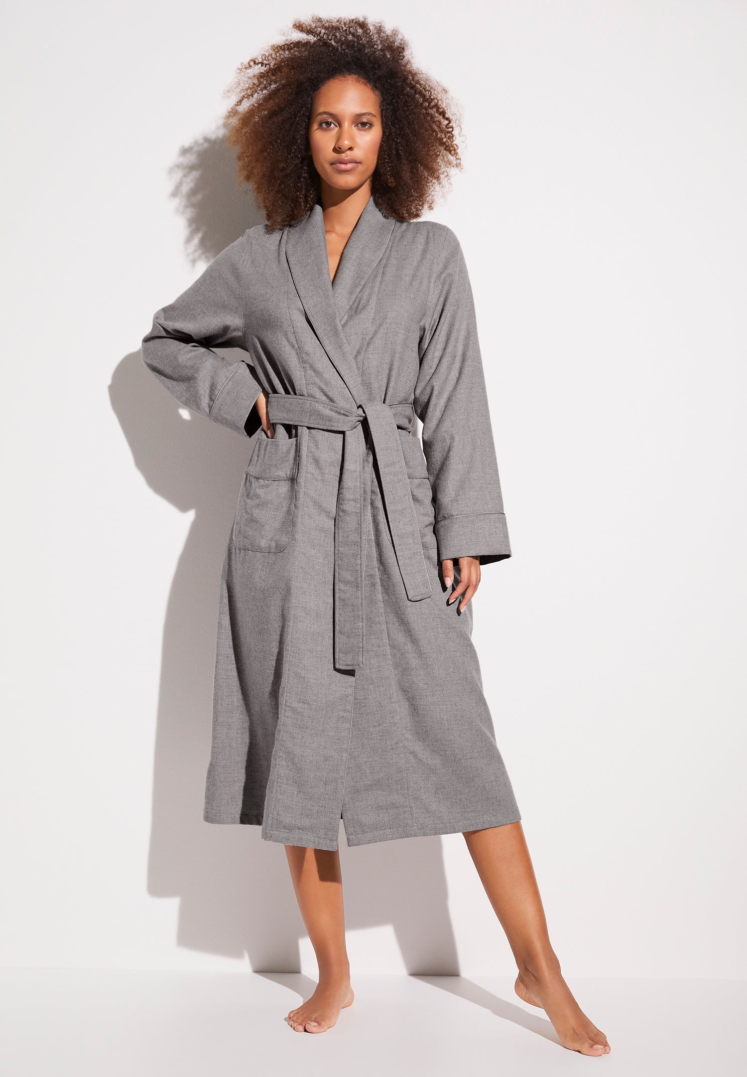 Cozy Flannel  Robe Short - grey - Zimmerli of Switzerland (Schweiz)