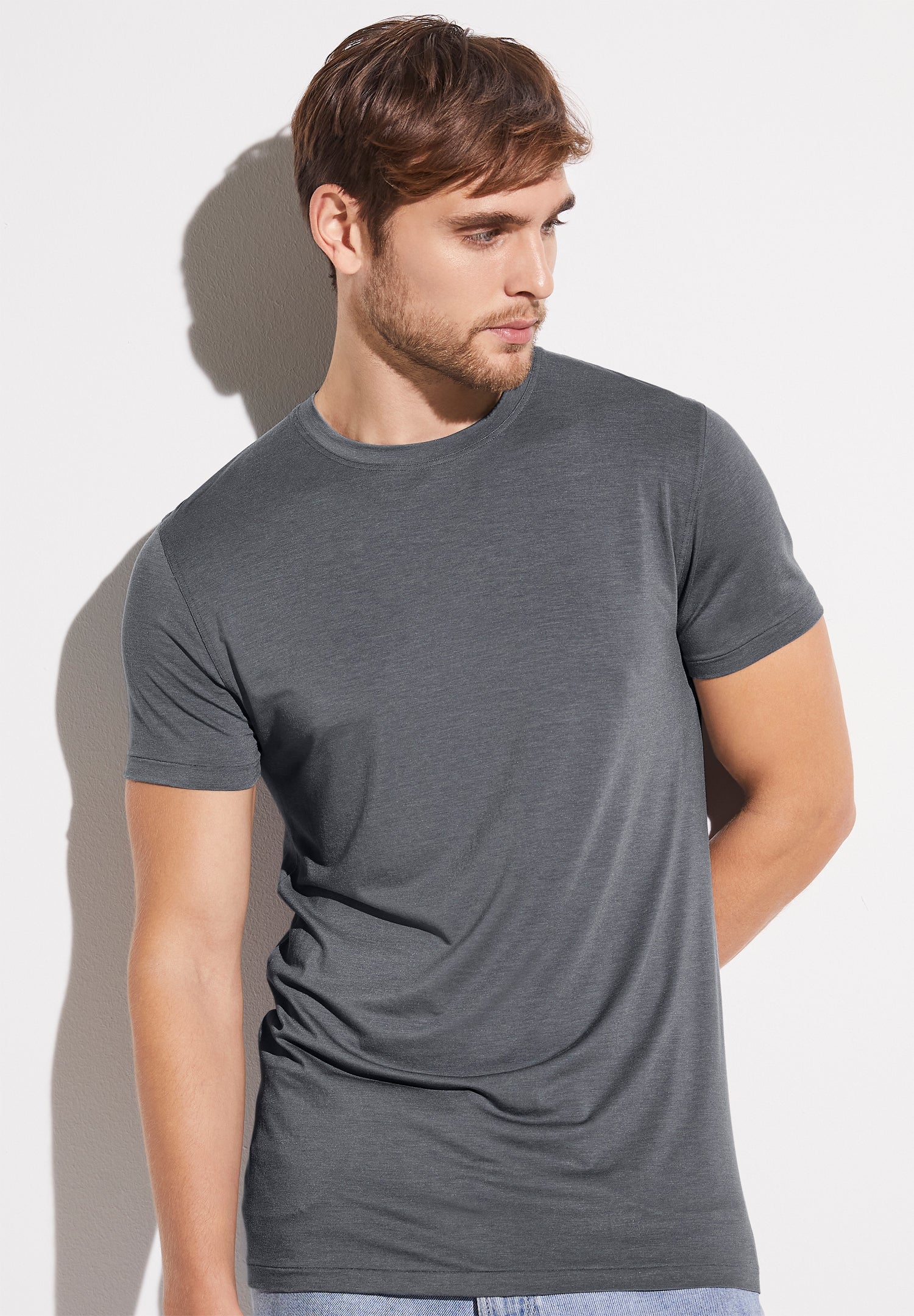 Shirt short sleeve man Combi melange gray