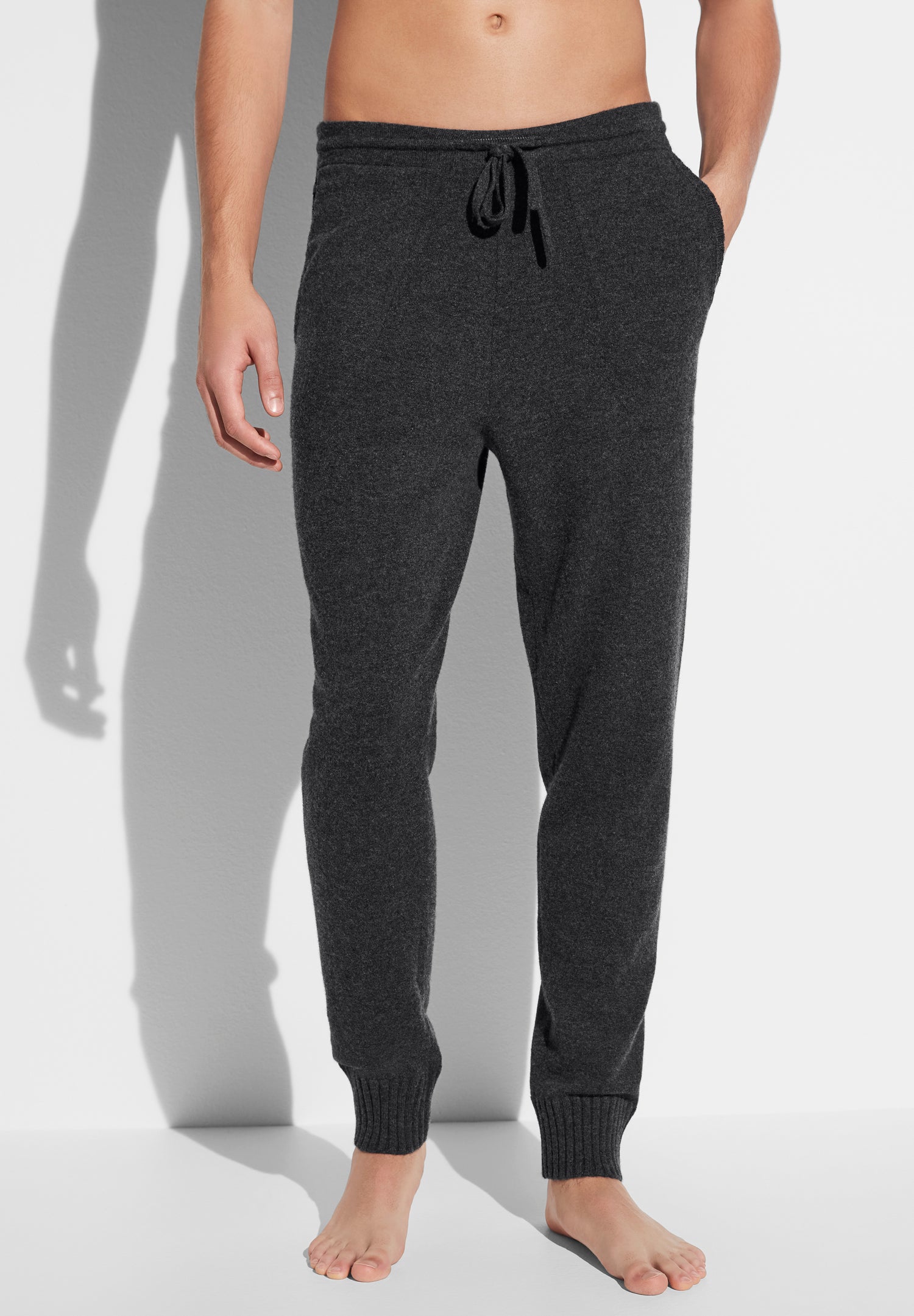 Luxury Mens Long Lounge Pants Luxury Cashmere Pants Long Anthrazit