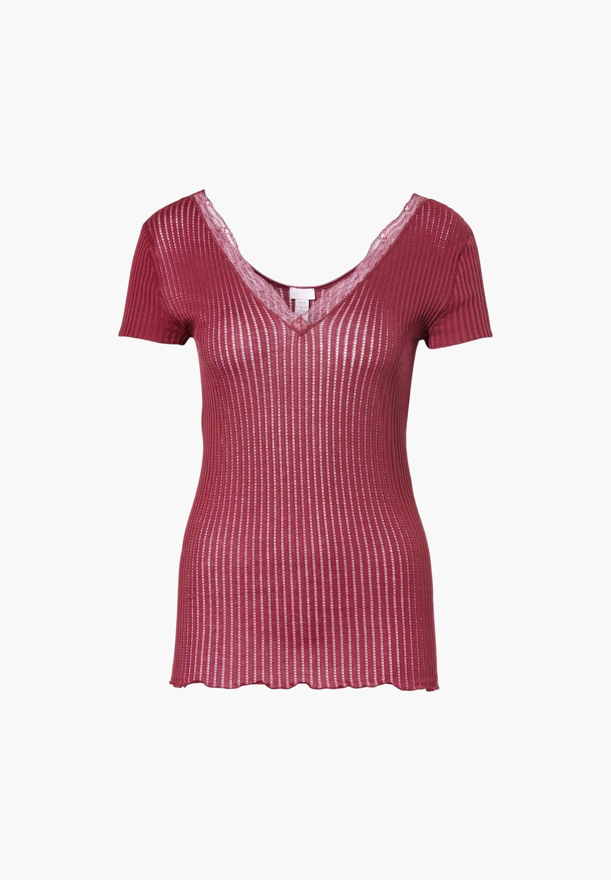Maude Privé | T-Shirt kurzarm V-Ausschnitt - cranberry