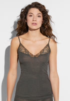 Wool & Silk | Spaghetti Top - black olive