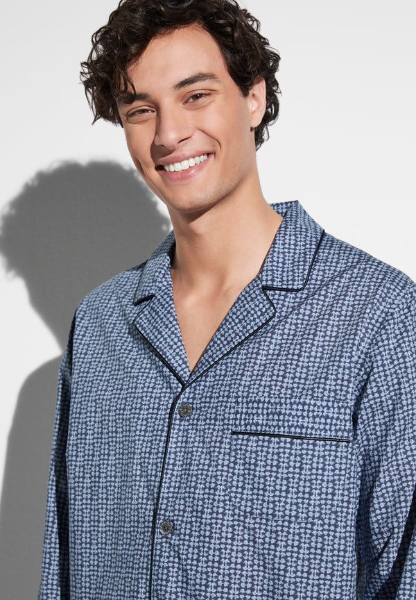 Cotton Poplin Print | Pyjama Long - mini geo batic - ZIMMERLI SWITZERLAND