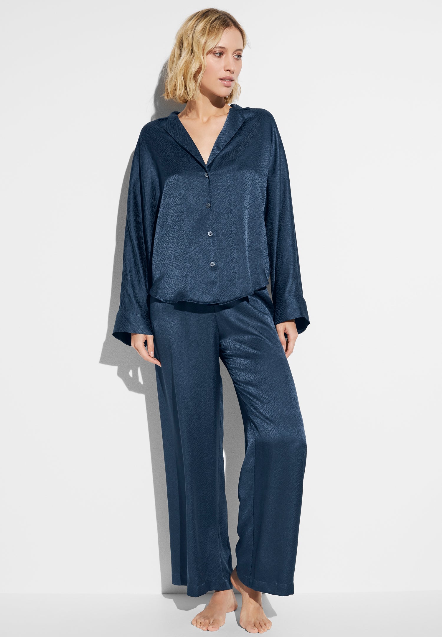 Luxury Silk Pyjama Long midnight navy - Main Image