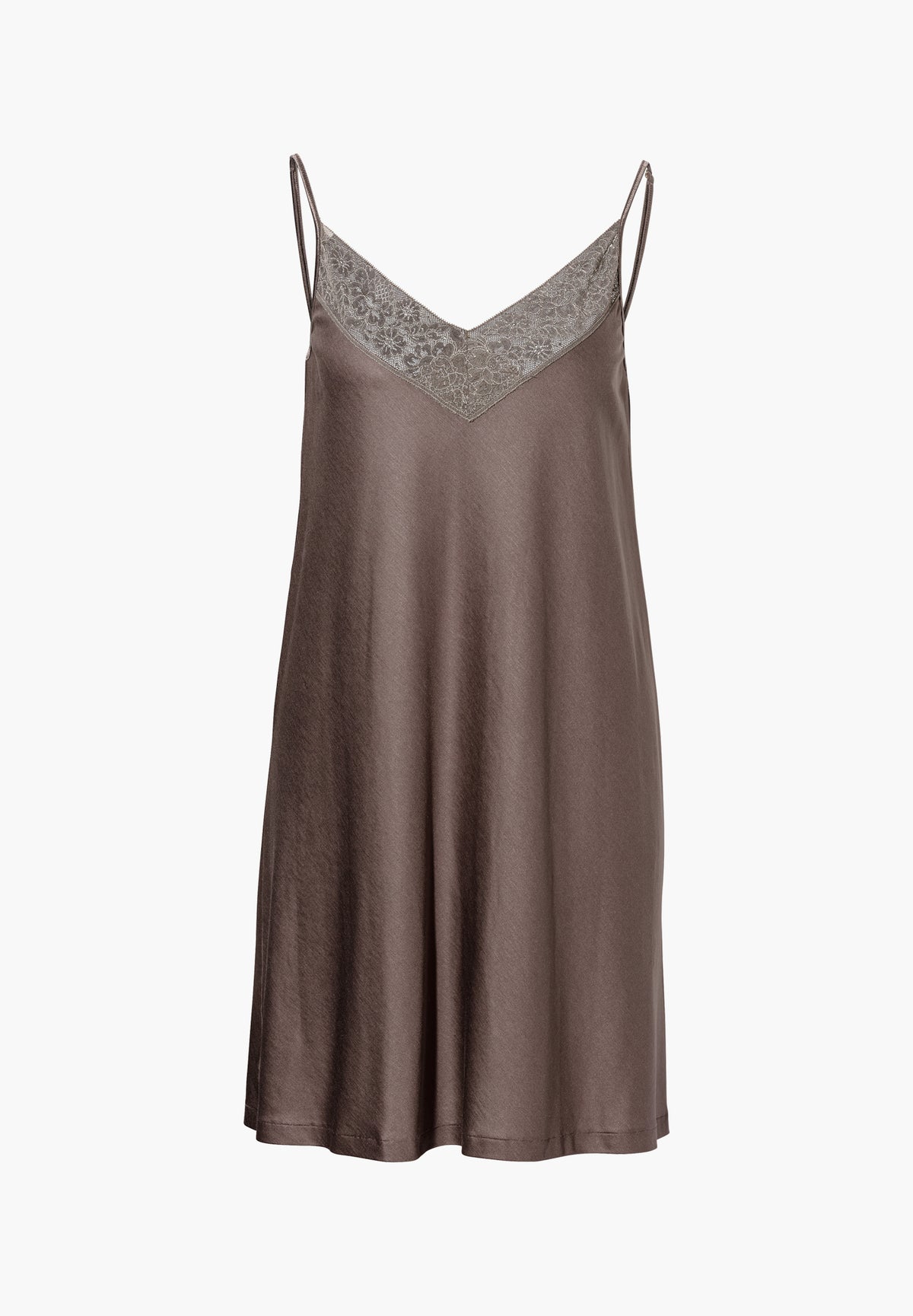 Silk Dreams | Nachthemd Spaghettiträger - olive brown