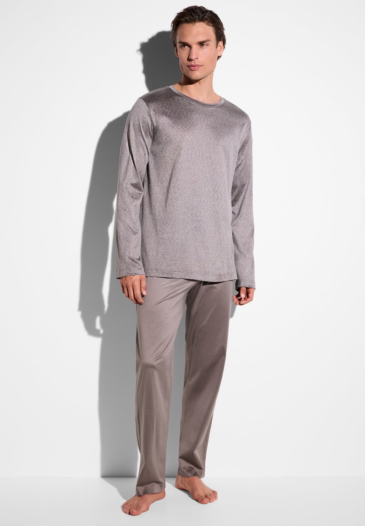 Cotton/Silk Stripes | Pyjama lang - walnut stripes
