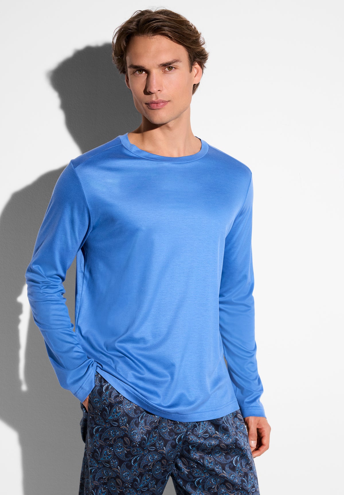 Sustainable Luxury | T-Shirt langarm - cadet blue