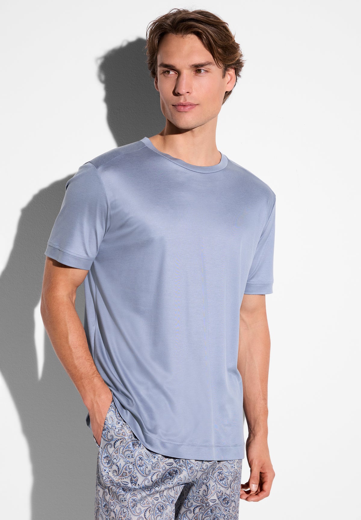 Sustainable Luxury | T-Shirt kurzarm - rock blue