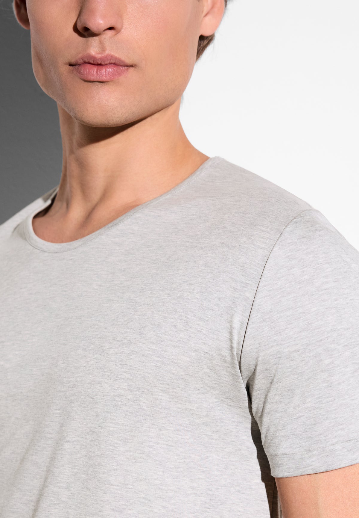 Sea Island Limited | T-Shirt kurzarm, Rundhals schmaler Kragen - grey mélange