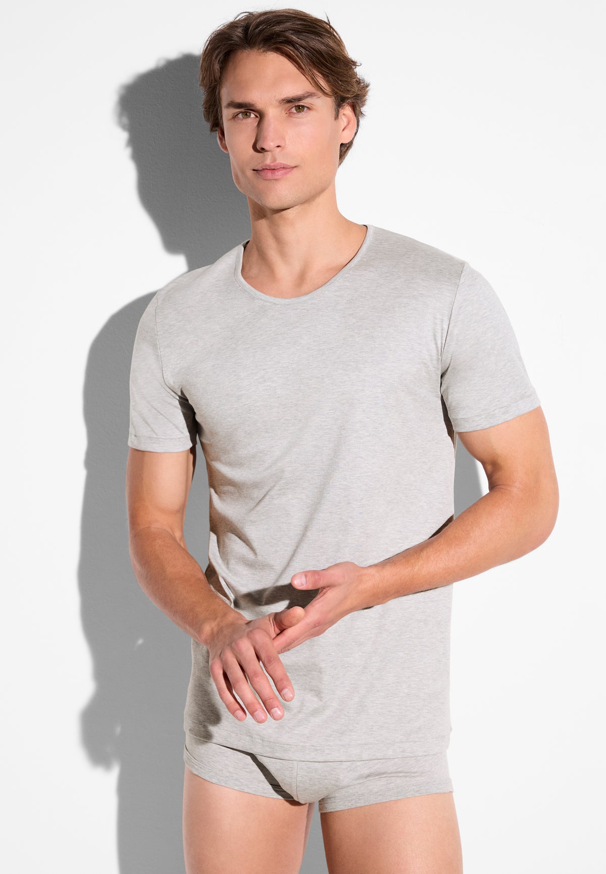 Sea Island Limited | T-Shirt kurzarm, Rundhals schmaler Kragen - grey mélange