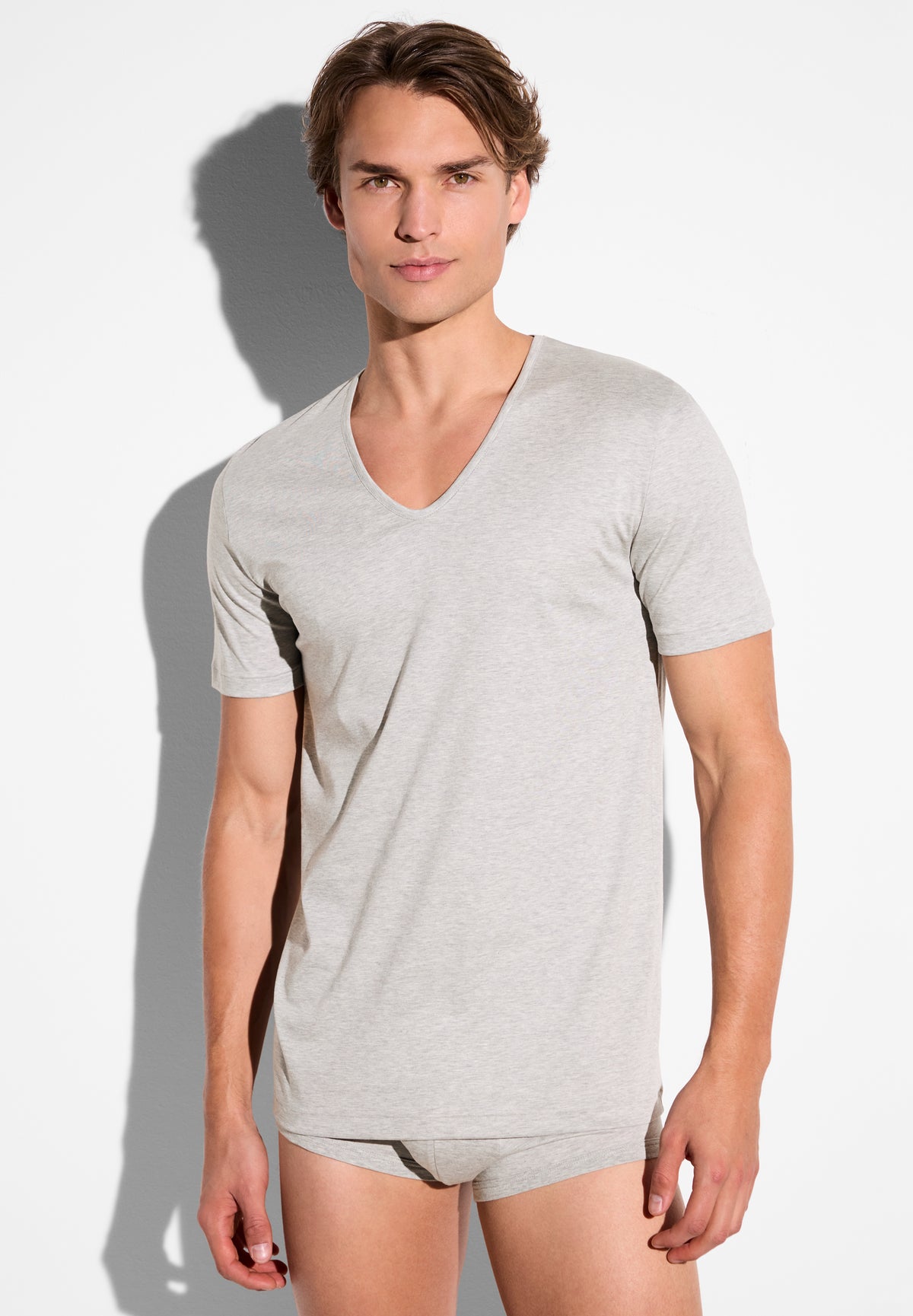 Sea Island Limited | T-Shirt kurzarm V-Ausschnitt - grey mélange