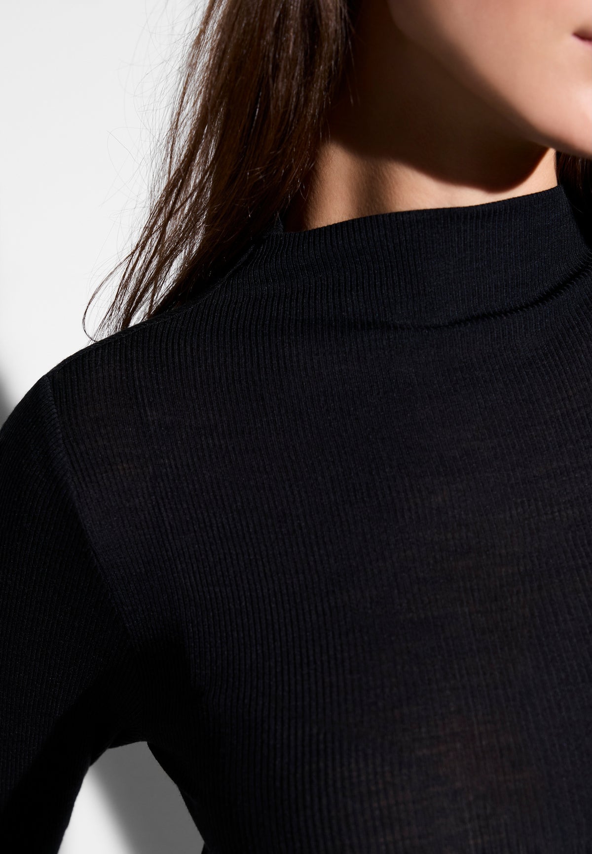 Wool &amp; Silk | T-Shirt langarm - black