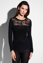 Wool & Silk | T-Shirt langarm - black
