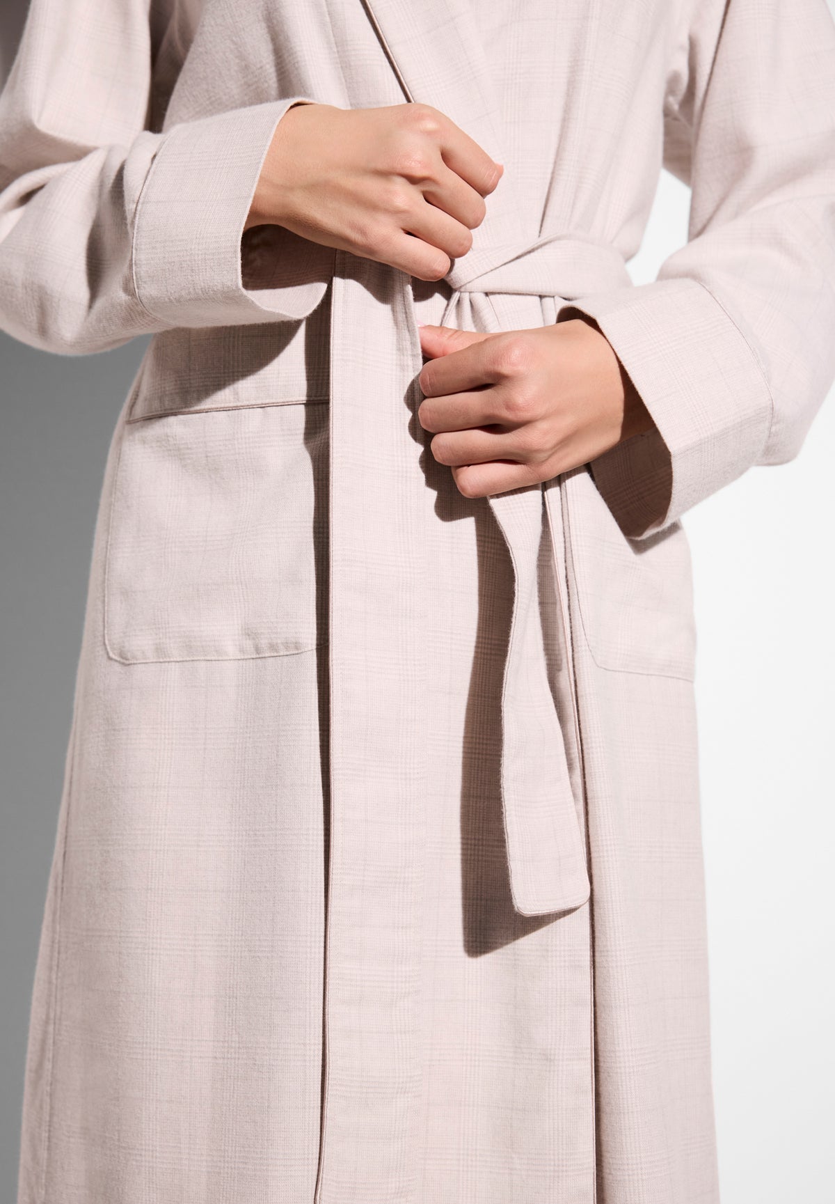 Cozy Flannel | Morgenmantel lang - pink check